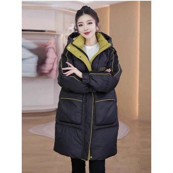 Down cotton-padded jacket for women, medium-long, thickened and loose, new style 2023 winter high-end flesh-covering cotton-padded coat, stylish cotton-padded jacket