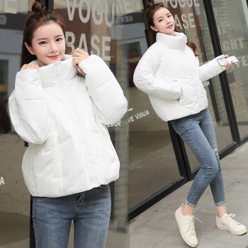 2020 Winter Stand Collar Trendy Splicing Temperament Fashion Casual Solid Color Korean Style Cotton Clothes